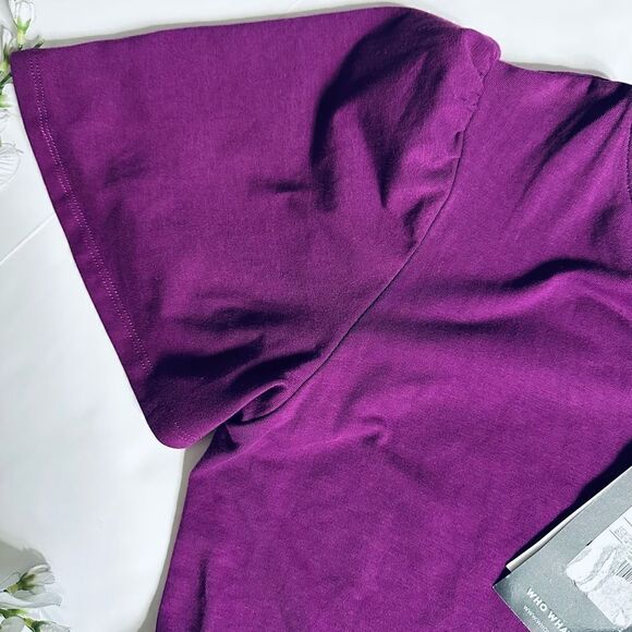 NWT Who What Wear plum purple cotton blend one shoulder midi dress - Picture 8 of 9
